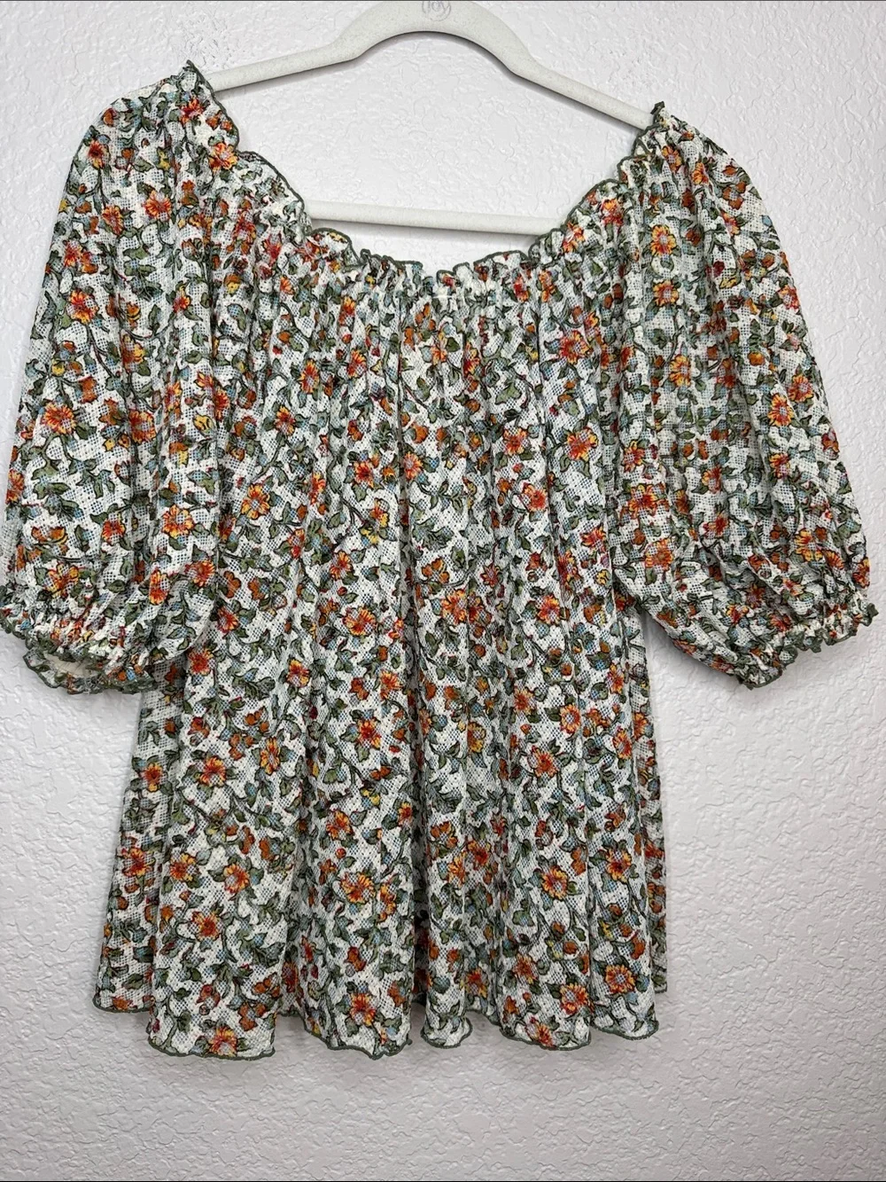 Free People Astra Peasant Top Floral Daisy Medium Summer Lightweight - Picture 6 of 8